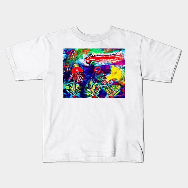 Sea Monsters During Saturn in Pisces Retrograde Kids T-Shirt by Kater